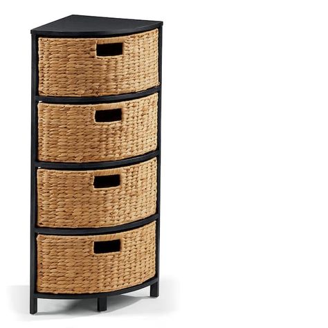 Admiral 4-Basket Corner Storage | Midnight Velvet Shelf With Baskets, Corner Storage Shelves, Room Organization Bedroom, Basket Drawers, College Room Decor, Corner Furniture, Dorm Room Storage, Corner Cupboard, Corner Space