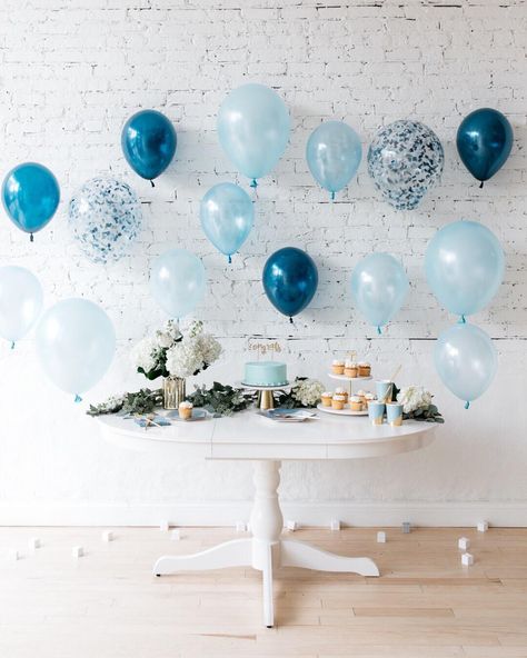 Dessert Table Backdrop, Outdoor Baby Shower, Baby Shower Brunch, Baby Shower Decorations For Boys, Shower Inspiration, Baby Shower Inspiration, Balloon Backdrop, Blue Baby Shower, Baby Sprinkle