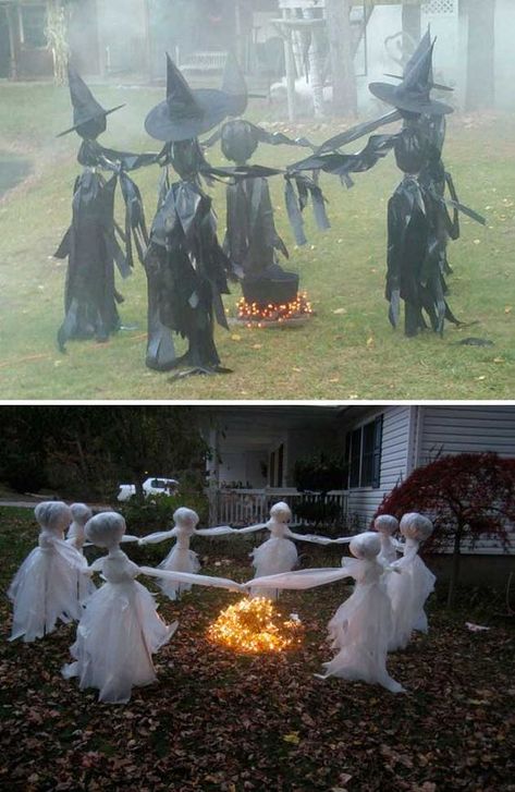 Lawn Ghosts, Makeup Zombie, Creative Halloween Decorations, Dekorasi Halloween, Scary Halloween Decorations Outdoor, Halloween Camping, Scary Halloween Decorations Diy, Easy Diy Halloween Decorations, Halloween Fest