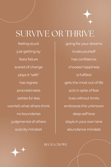 personal growth and healing survive or thrive your personal blocks Thrive Not Survive, Thrive Life, Abundance Mindset, Choose Happy, Mental And Emotional Health, Feeling Stuck, Good Notes, Educational Activities, Emotional Health