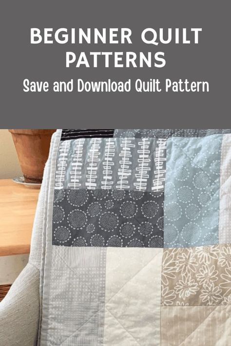 Beginner quilt patterns Quilts With 5 Fabrics, Quilting Patterns Beginner, Stack Quilt Pattern, Easy Square Quilts For Beginners, Simple Quilting Pattern, Plain Quilt Patterns, Easy Quilt Patterns With 3 Colors, Quilts For Men Patterns Simple, Scrappy Flannel Quilt Patterns