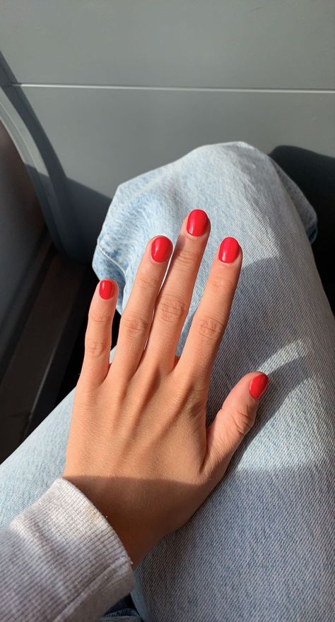 Pale Red Nails, Dip Nails Red, Dip Powder Nails Red, Short Red Gel Nails, Red Sns Nails, Red Dip Powder Nails, Light Red Nails, Red Dip Nails, Red Nail Colors