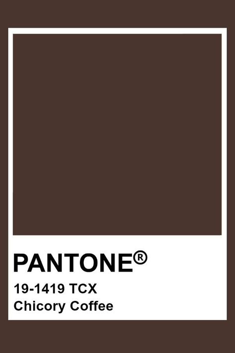 Dark Brown Pantone, Brown Pantone, Pantone Tcx, Coffee Brown Color, Pantone Color Chart, Pantone Swatches, Hexadecimal Color, Chicory Coffee, Pantone Palette