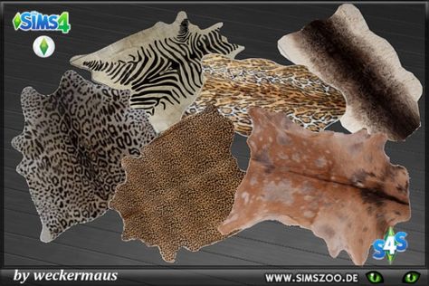 Blackys Sims 4 Zoo: African Fake Fur Rugs by weckermaus • Sims 4 Downloads Leopard Print Furniture, Leopard Home Decor, Animal Print Furniture, White Fur Rug, Bear Skin Rug, Leopard Rug, Fur Rugs, Die Sims 4, Faux Sheepskin Rug