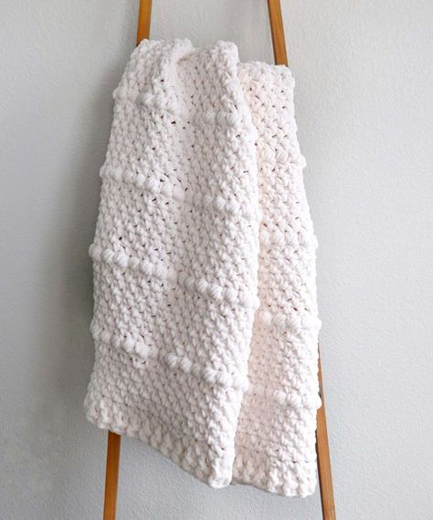 Crochet Chunky Moss and Puff Throw - Daisy Farm Crafts Bernat Blanket Patterns, Daisy Farm Crafts, Chunky Crochet Blanket Pattern, Daisy Farm, Crochet Throw Pattern, Chunky Crochet Blanket, Back Post Double Crochet, Front Post Double Crochet, Bernat Blanket Yarn