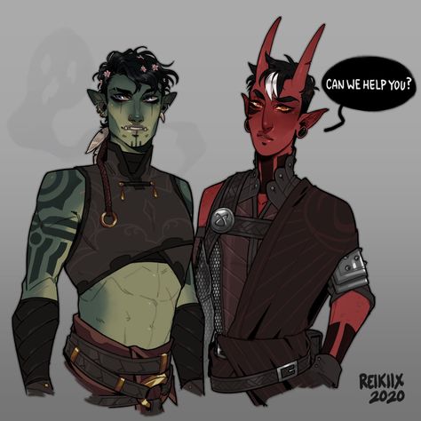 Green Demon, Half Orc, D D Character Ideas, Dungeons And Dragons Characters, Dnd Art, Arte Sketchbook, Character Design Male, Character Design References, Dnd Characters