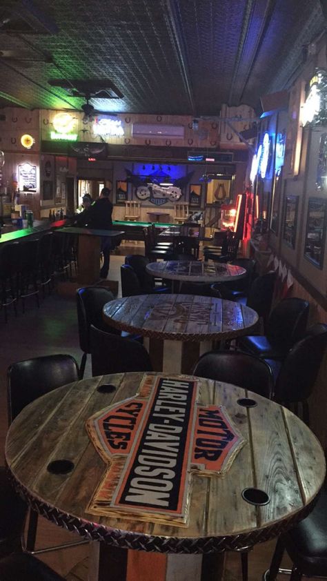 Wooden Spool Tables, Western Saloon, Spool Tables, Pub Interior, Bar In Casa, Bar Interior Design, Wooden Spool, Man Cave Home Bar, Backyard Bar