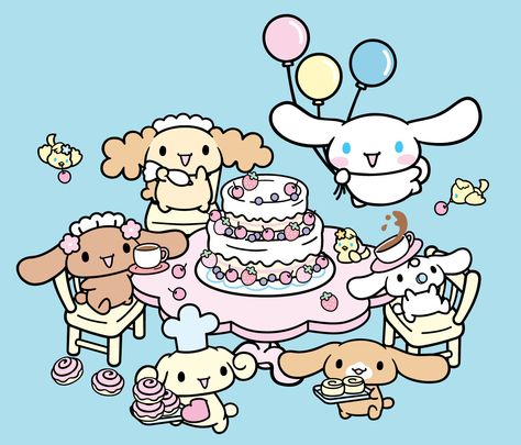 Sanrio Friend of the Month: Cinnamoroll | Sweet Happy News Blog - Sanrio Cinnamoroll Sanrio, Cinnamon Roll, Cinnamon, Hello Kitty, Kitty, Cake, Birthday, Animals