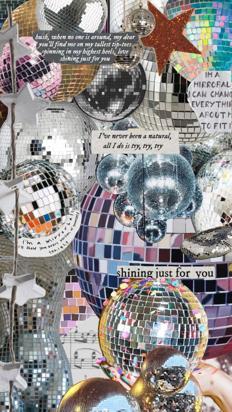 #mirrorballtaylorswift #taylorswift #folklorebytaylorswift #music #lyrics #discoball Mirror Ball, Preppy Wallpaper, Phone Wallpaper Patterns, Disco Balls, Arte Inspo, Iphone Background Wallpaper, Jolie Photo, Art Collage Wall, Cute Backgrounds