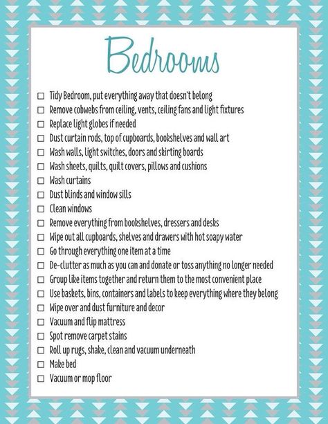 Spring Cleaning Bedroom, Bedroom Cleaning Checklist, Bedroom Checklist, Room Cleaning Tips, Tidy Bedroom, Declutter Bedroom, Detox Kur, Cleaning My Room, Spring Cleaning Checklist