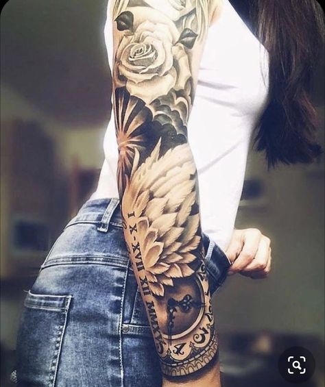 Tattoo Ideas Sleeve, Voll Arm-tattoos, Sleeve Tattoo Designs, Dragons Tattoo, Arm Sleeve Tattoos For Women, Nature Tattoo Sleeve, Girls With Sleeve Tattoos, Bird Tattoos, Full Sleeve Tattoo Design