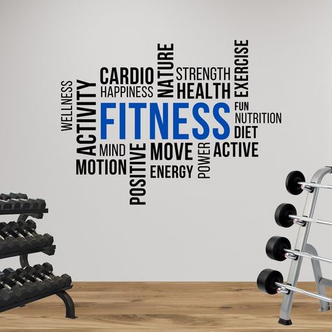 Fitness Words, Gym Design Interior, Fitness Motivational, Office Wall Decals, Fitness Home, Muscle Anatomy, Home Gym Design, Gym Room, Weight Workout