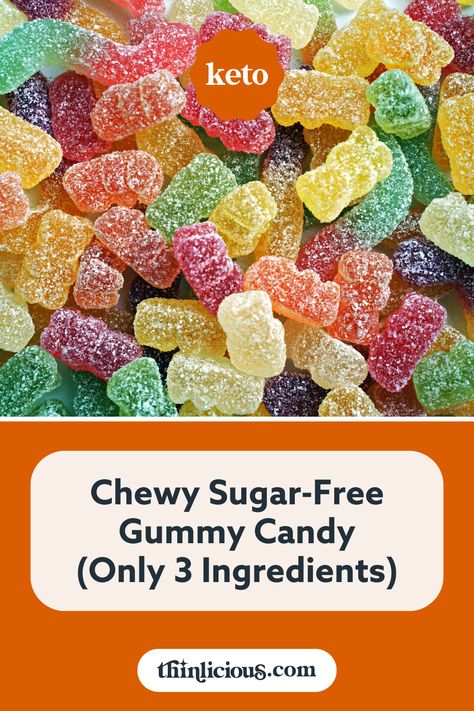 Sweet and chewy homemade sugar-free gummy candy (plus sour gummy candy too). You only need 3 simple ingredients and they are ZERO net carbs. Discover two methods to make keto gummies (for absolute beginners) with gelatin or Jello boxes. Chewy Gummy Bear Recipe, Natural Gummy Bear Recipe, Keto Gummies Recipe, Homemade Healthy Candy Recipes, Keto Gummies Gelatin Recipes, Diy Sour Candy, Gummy Candy Recipes Homemade, Gum Drop Candy Recipe, Sour Gummies Recipe