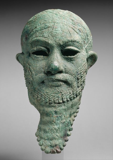 Head of a ruler; ca. 2300–2000 B.C.; Copper alloy; Metalwork-Sculpture; Rogers Fund, 1947; (47.100.80); Kings,Heads,Men Ancient Sumer, Cradle Of Civilization, Ancient Near East, Ancient Mesopotamia, Ancient Sculpture, Eastern Art, Foto Art, Bronze Age, Ancient Artifacts