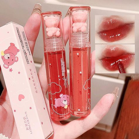 6Pcs Bear Lip Glaze Jelly Lipstick, Liquid Lipstick Cute Bear Lipgloss Moisturizing Lip Stain Plumping Water Lip Gloss Waterproof Long Lasting Cheek Rouge Tint Cosmetics Beauty Makeup Aesthetic Beauty Products, Cute Lipgloss, Lip Makeup Ideas, Cute Lip Gloss, Aesthetic Products, Lipstick Liquid, Cute Lipstick, Lip Sticks, Jelly Lipstick