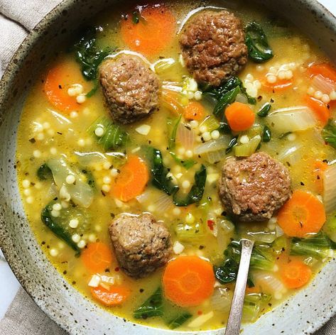 Vegan Italian Wedding Soup Italian Wedding Soup Vegan, Italian Wedding Soup Vegetarian, Vegetarian Italian Wedding Soup, Vegan Italian Soup, Vegan Italian Wedding Soup, Sopranos Dinner, Vegetable Rice Soup, Vegan Supper, November Recipes