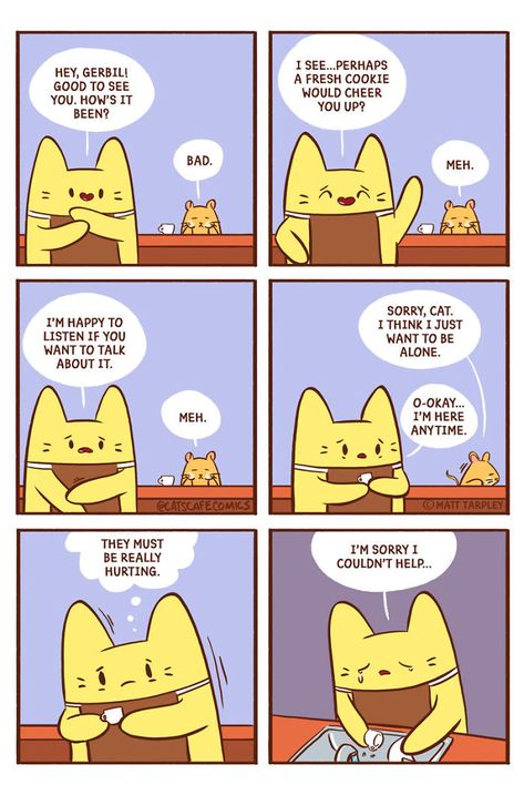 32 Wholesome Comics By Cat's Cafe That Will Brighten Your Day. 4 Panel Life, Cartoon Strip, Online Comics, Cat Cafe, Wholesome Memes, Fun Comics, Cute Comics, What’s Going On, Comic Strip