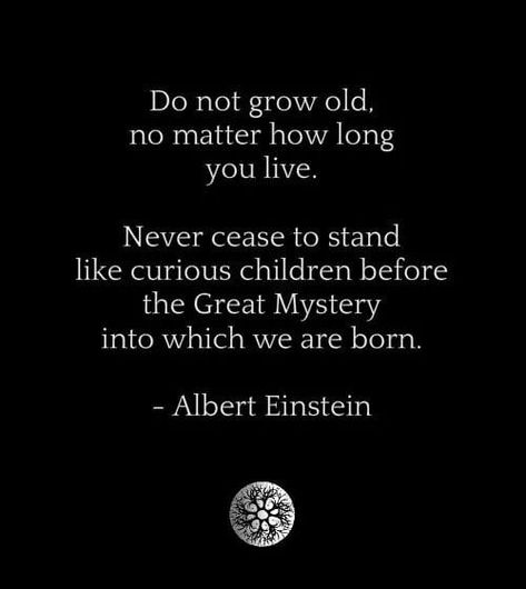 Do not grow old, no matter ho long you live. Never cease to stand like curious children before the Great Mystery into which we are born. Albert Einstein Mysterious Quotes, Lion Heart, What A Wonderful World, Never Grow Old, Survival Life Hacks, Grow Old, Albert Einstein Quotes, Greatest Mysteries, Einstein Quotes