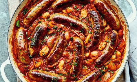 Mary's awesome autumn feasts: Smoky sausage cassoulet | Daily Mail Online French Sausage, Sausage Cassoulet, Cassoulet Recipe, Sausage Casserole Recipes, Sausage Stew, Mary Berry Recipe, Roger Maris, British Recipes, Sausage Dishes