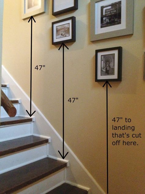 How to hang pictures in stairwell Frames On The Stairs, Photos Along Staircase, Entryway Under Stairs Decor, Photo Frames Staircase, Bottom Of Staircase Decor, Picture Frames Staircase Wall, Entry Stairs Decor, Stair Case Wall Art, Stair Case Photo Wall Ideas