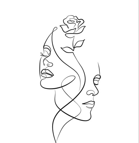 Face Line Drawing, Cool Pencil Drawings, One Line Art, Art And Painting, Line Art Tattoos, Line Art Design, Abstract Line Art, Line Drawings, Diy Art Painting