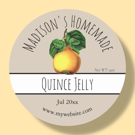 Jelly Labels, Quince Jelly, Customizable Labels, Canning Labels, Label Ideas, Product Labels, Canning And Preserving, Hat Crafts, Quince