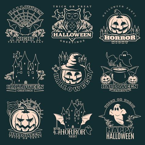 Spooky Logo, Halloween Logo, Halloween Symbols, Holiday Symbols, About Halloween, Halloween Vector, Halloween Artwork, Halloween Greetings, Sticker Template