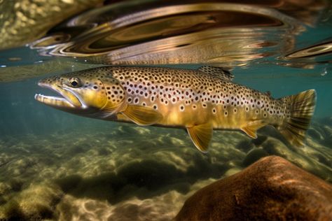 What's the Difference Between Brown Trout and Rainbow Trout? - American Oceans Fishing Background, Trout Swimming, Image Of Fish, Aquatic Insects, Steelhead Trout, Against The Current, Brook Trout, Fly Fisherman, All Fish