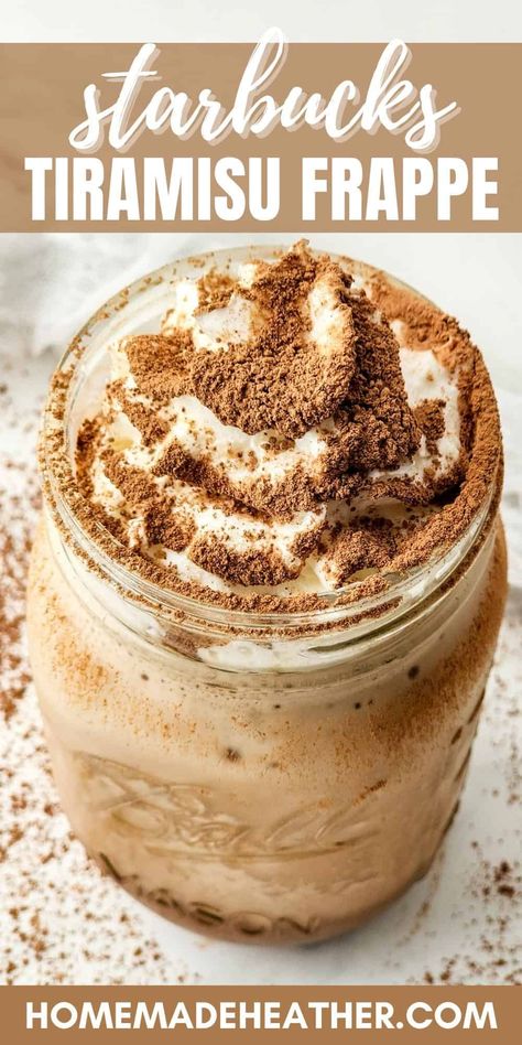 Enjoy a delectable blend of espresso and cocoa with this easy Tiramisu Frappuccino Recipe. Creamy, rich and oh-so-delicious, you won’t be able to resist this Starbucks copycat recipe! Chia Tea Recipe, Speciality Coffee Recipes, Starbucks Frappuccino Recipe, Easy Tiramisu, Frappe Recipe, Iced Drinks Recipes, Frappuccino Recipe, Easy Coffee Recipes, Copycat Starbucks Recipes