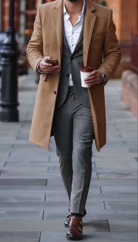 Only Classy, Tan Overcoat, Casual Classy Outfits, Cool Boys Clothes, Casual Attire For Women, Overcoat Men, Classy Outfits Men, Instagram Dress, Men With Street Style