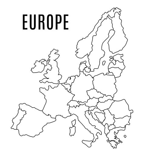 Black And White Map Of Europe Printable Map Of Europe Printable, Historian Aesthetic, Map Of Continents, Plain Aesthetic, World Map Europe, Blank World Map, Aesthetic Kirby, Maps Aesthetic, Map Sketch