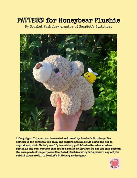 PATTERN for Honeybear Plushie dog Crochet Basics, Red Riding Hood, Zebras, Four Legged, Crochet Ideas, Crochet Yarn, Step By Step Instructions, Mr Mrs, Read Online For Free