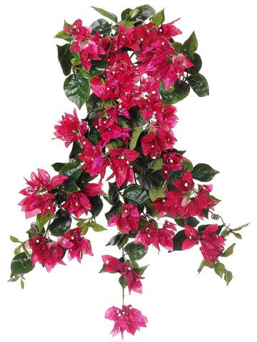 Bougainvillea Artificial Outdoor Hanging Bush in Crimson Red 25" Long Small Yellow Flowers, Artificial Plants Decor, Outside Garden, Artificial Plants Indoor, Artificial Plants And Trees, Artificial Plants Outdoor, Artificial Orchids, Flowers Shop, Tall Flowers