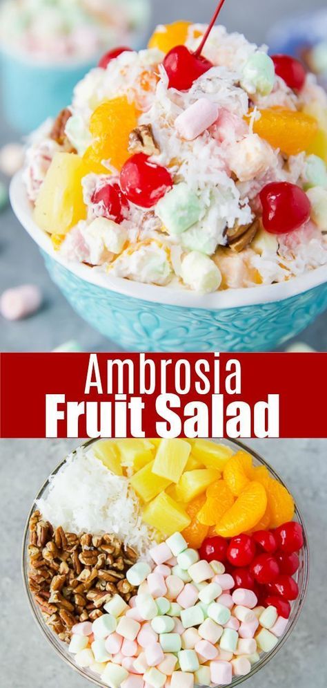 The best ambrosia marshmallow fruit salad- Check out my take on a holiday classic. This diy Ambrosia fruit salad, takes me back to my childhood. Fruit Salad With Whipped Cream, Pizza Fruit, Fruit Salad With Marshmallows, Ambrosia Recipe, Ambrosia Fruit Salad, Pizza Sugar Cookie, Whipped Cream Desserts, Best Fruit Salad, Ambrosia Salad