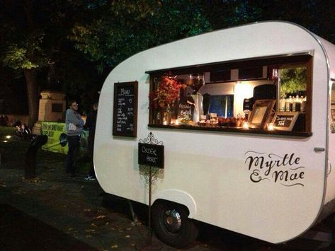 This is a nice simplistic design on the outside and a colorful interesting interior. Mobile coffee stand. Last pinner said, "Myrtle and Mae coffee truck" Food Truck Design Interior, Foodtrucks Ideas, Mobile Cafe, Food Vans, Coffee Trailer, Coffee Van, Food Van, Best Food Trucks, Mobile Food Trucks