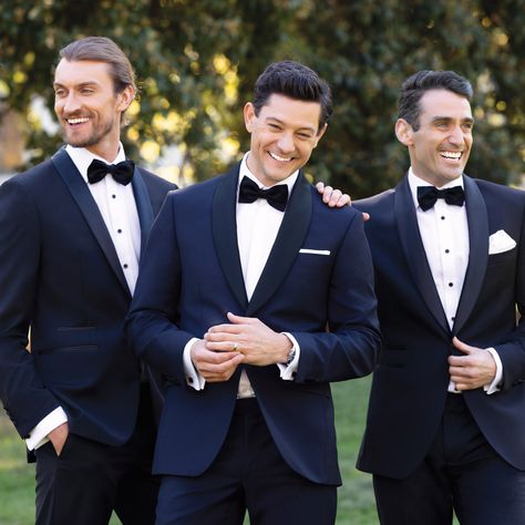 Navy Tux Groomsmen, Navy Groom Tuxedo, Navy Tuxedo Wedding Groomsmen, Navy And Black Tux Wedding, Black And Navy Tuxedo Wedding, Navy Groom And Groomsmen, Groomsmen Tuxedos Navy, Groom Attire Navy, Navy Suit Wedding Groom Attire