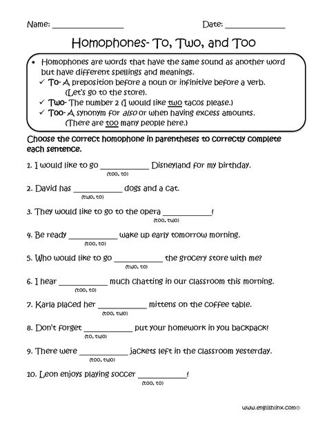 Choosing To, Two, Too Homophones Worksheets To Two Too Worksheet, To Two Too, To Too Two Worksheet, Homophones Worksheets For Grade 3, Homonyms Worksheet, To Too Two, Homophones Worksheets, Homophones Words, Punctuation Worksheets