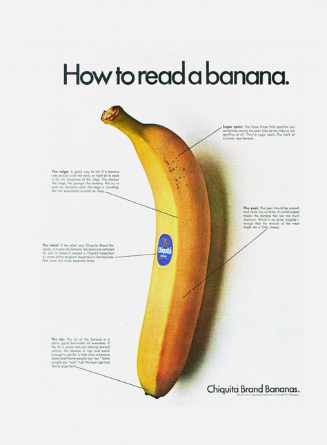 Chiquita Banana, Banana Sticker, Banana Man, Digital Imaging, Best Ads, A Banana, Magazine Ads, Tv Commercials, Life Magazine