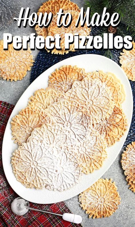 Pizzelles Cookies, Pizzelle Recipes, Pizelle Recipe, Christmas Bazar, Tortellini Pesto, Italian Baking, European Cakes, Butter Cake Cookies, Pizzelle Recipe