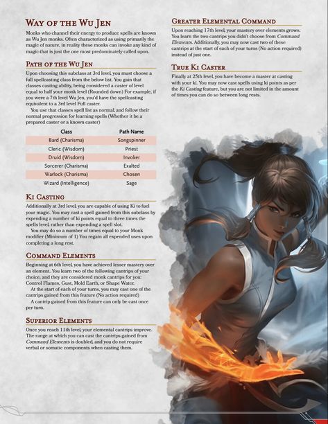 Dnd 5e Monk, Dnd Subclasses, Dnd Reference, Homebrew Classes, Monk Dnd, Dnd Homebrew, D D Classes, Goblin Slayer, Dnd Races