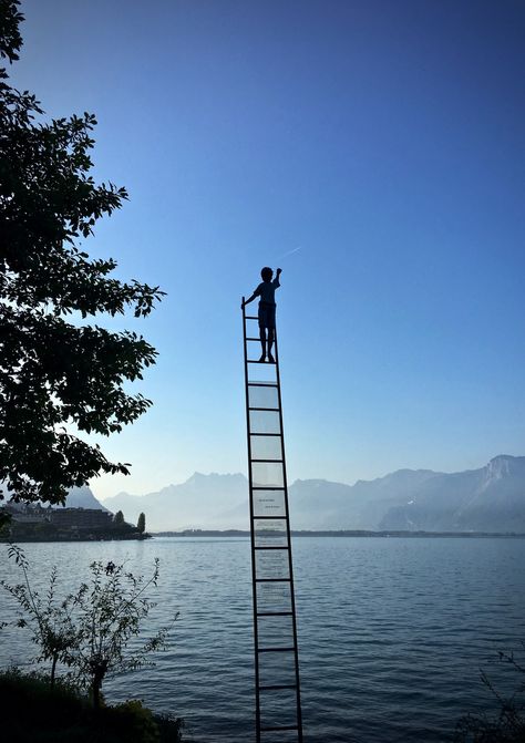 Sky Man, Stair Ladder, Plane Photos, Dream Images, Dream Pictures, Silhouette Photography, Cloud Photos, Dreams And Visions, Grey Clouds