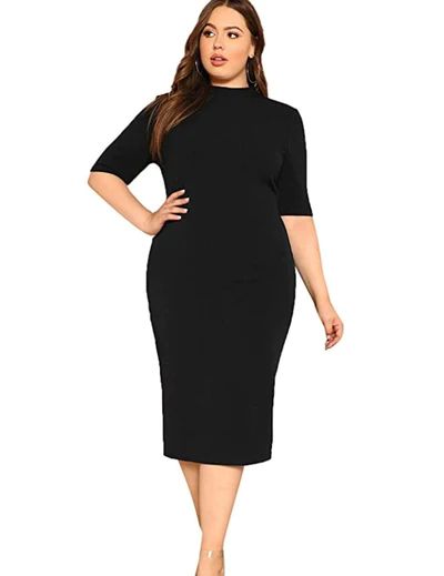 40 Sexy Outfits That Are Still Appropriate For Work (& Other Conservative Settings) Plus Size Fashion For Women Summer, Plus Size Work Dresses, Turtleneck Midi Dress, Plus Size Summer Outfits, Midi Pencil Dress, Plus Size Fashion For Women, Work Outfits Women, Business Casual Outfits, Pencil Dress