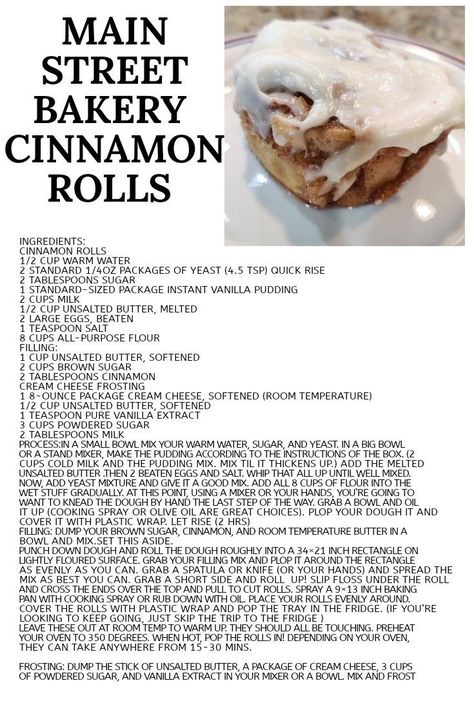 Main Street Bakery Cinnamon Rolls, Disney Cinnamon Rolls Main Street, Disney Cinnamon Rolls, Disney Cinnamon Rolls Recipe, Fluffy Cinnamon Rolls Homemade Easy, Bakery Cinnamon Rolls, Homemade Cinnamon Rolls Easy, Disney Dishes, Cinnabon Cinnamon Rolls