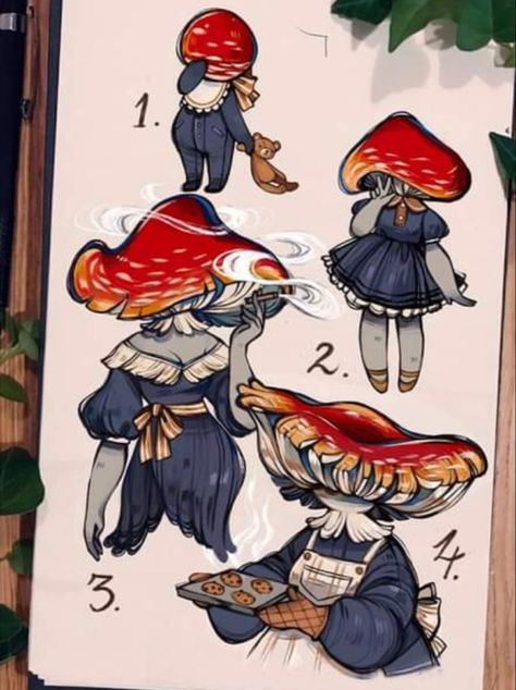 Mushroom As People, Mushroom Human Drawing, Plant People Drawings, Feefal Art Mushroom, Mushroom Oc Drawing, Mushroom Person Art, Mushroom People Art, Mushrooms People, Dreamcore Drawing