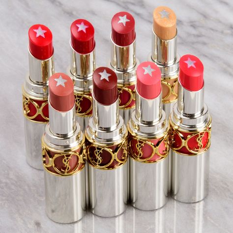 YSL Rouge Volupte RockN Shine Lipstick Swatches Ysl Rouge Volupte Shine, Son Birthday Quotes, Lipstick Tattoos, Ysl Lipstick, Ysl Makeup, Chanel Lipstick, Shine Lipstick, Dark Lipstick, Makeup Stuff