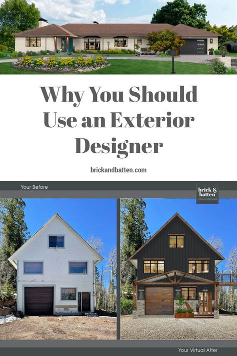 Adding Architectural Interest Exterior, How To Give A Flat House Dimension Exterior, Before And After House Exterior, Home Design Software Free, House Makeovers, House Before And After, Paint Your House, Front Porch Design, Home Design Software