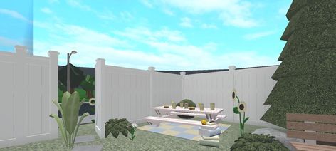 Picnic Bloxburg Ideas, Bloxburg Roleplay House, Bloxburg Roleplay, Aesthetic Picnic, Bloxburg Ideas, An Aesthetic, A Park, Picnic Area, Sun Lounger