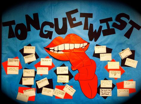 Tongue Twist - Alliteration Display for Figurative Language Unit - Literacy Loves Company European Day Of Languages, Elementary Language Arts Activities, Exhibition Ideas, 3rd Grade Writing, English Projects, Teaching Poetry, Library Display, Poetry Ideas, Classroom Tips