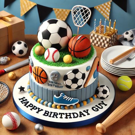 Birthday Cakes For Guys Images All Star Cake Sports, Sports Bday Cake, Sports Theme Cakes Boys, Born 2 Ball Birthday Cake, Sport Cakes For Men, Sport Birthday Cakes, Sports Theme Birthday Cake, Ball Cakes For Boys, Sports Cakes For Boys Birthdays