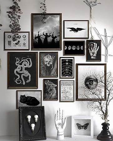 Transform your living space with this eerie yet elegant collection of Gothic Home Decor Art Prints. Perfect for creating a witchy aesthetic, these creepy art prints, Halloween wall posters, and spooky pictures will add a touch of mystery to your gothic or goth room decor. Ideal for fans of horror, witchcraft, or simply those who appreciate a darker aesthetic. Shop now to bring some magic into your home! Goth Collage Wall, Horror Wall Decor, Goth Diy Room Decor, Witchy Aesthetic Decor, Witchy Living Room, Scary Picture, Goth Wall Decor, Darker Aesthetic, Gothic Living Room